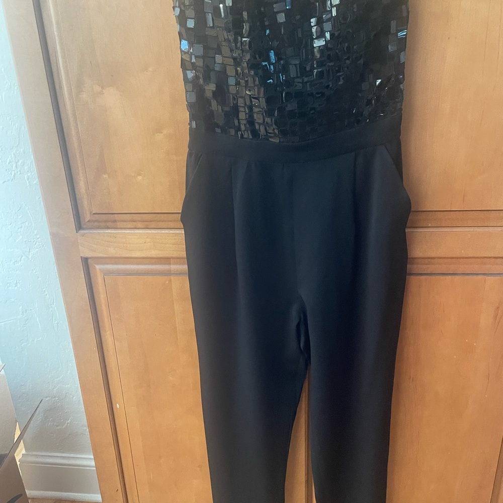 Alice + Olivia Black Sequin Jumpsuit